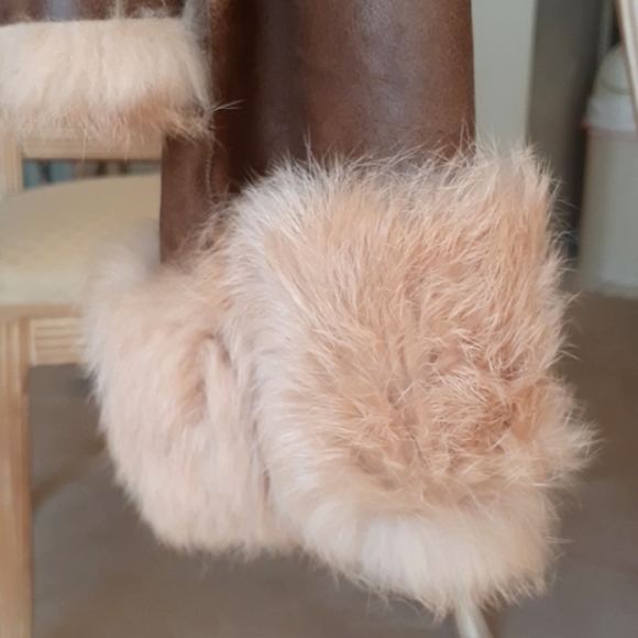 Womens "cache"vintage Leather patch & rabbit fur jacket,NEW, beautiful peice,XS - Picture 3 of 14